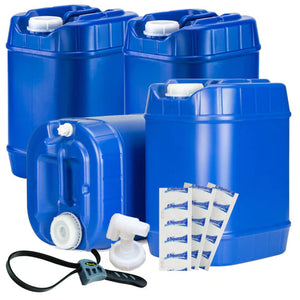 20-Gallon Emergency Water Tank Kit- Set of 4 W/Spigot & Treatment